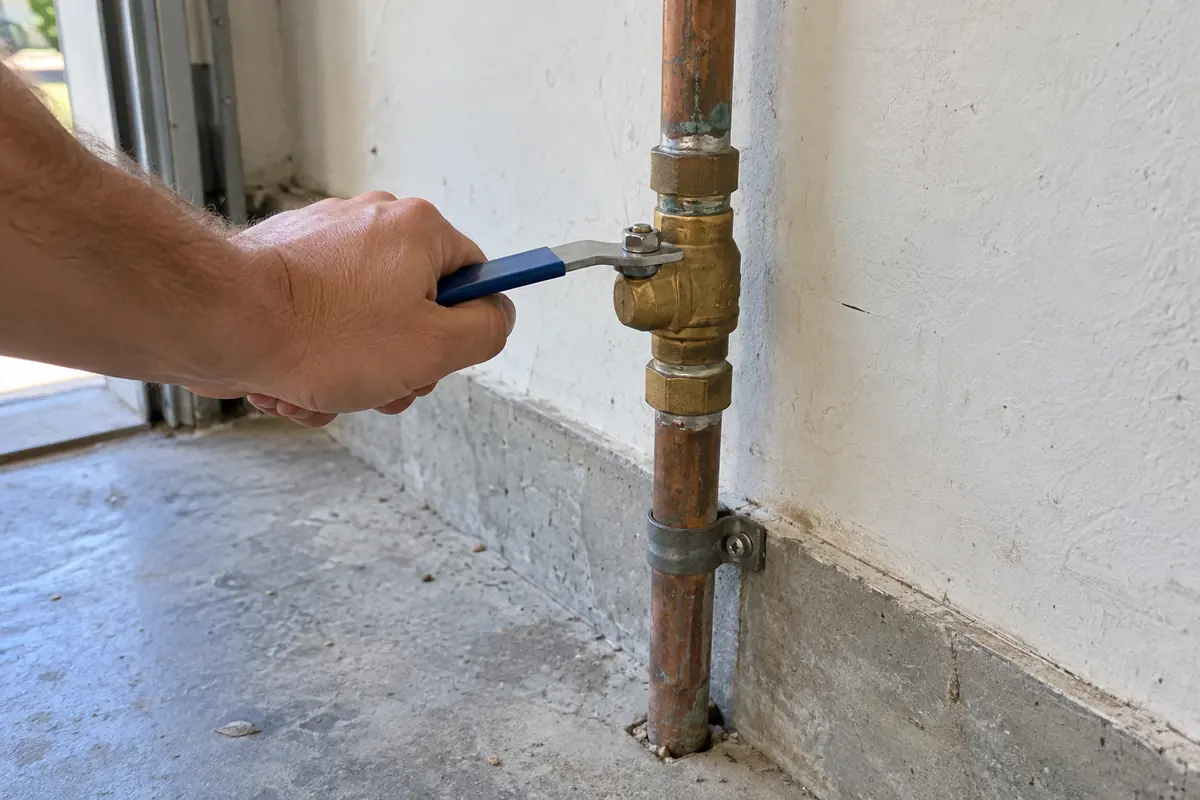 Turning off the main water shut-off valve in a Kyle, TX home Turning off the main water shut-off valve in a Kyle, TX home