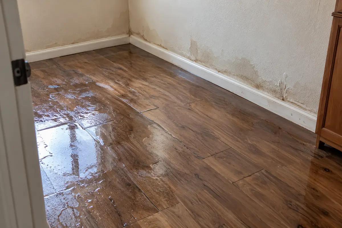 Water pipe burst damage on a floor in a Kyle, TX home Water pipe burst damage on a floor in a Kyle, TX home